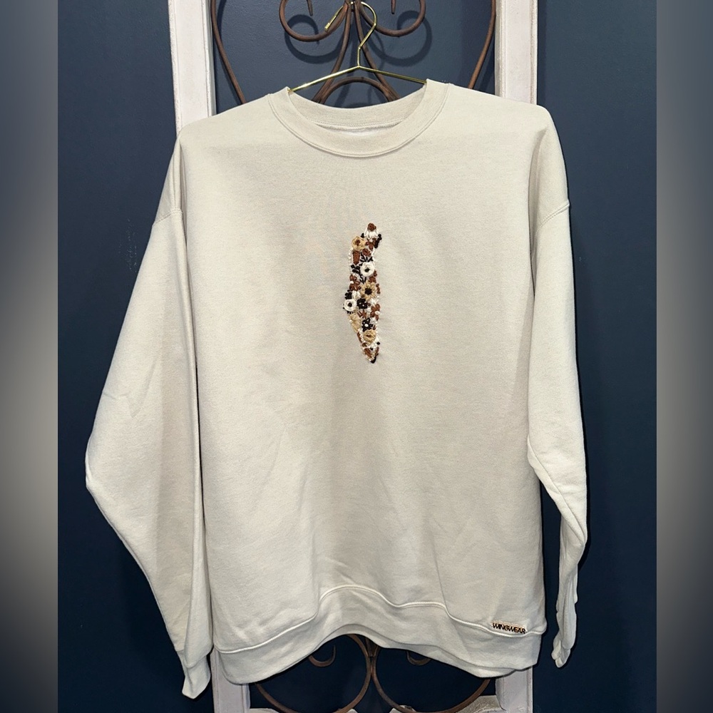 Handmade Embroidered Cream Sweater
